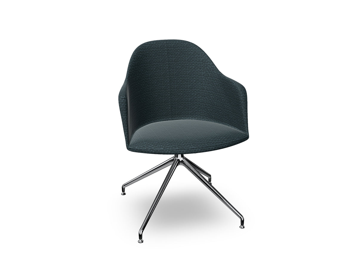 Cila Fully Upholstered Armchair With Swivel Trestle Base