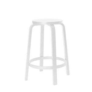 64 High Stool Stools Artek 25.5 inch legs white lacquered, seat white lacquered 