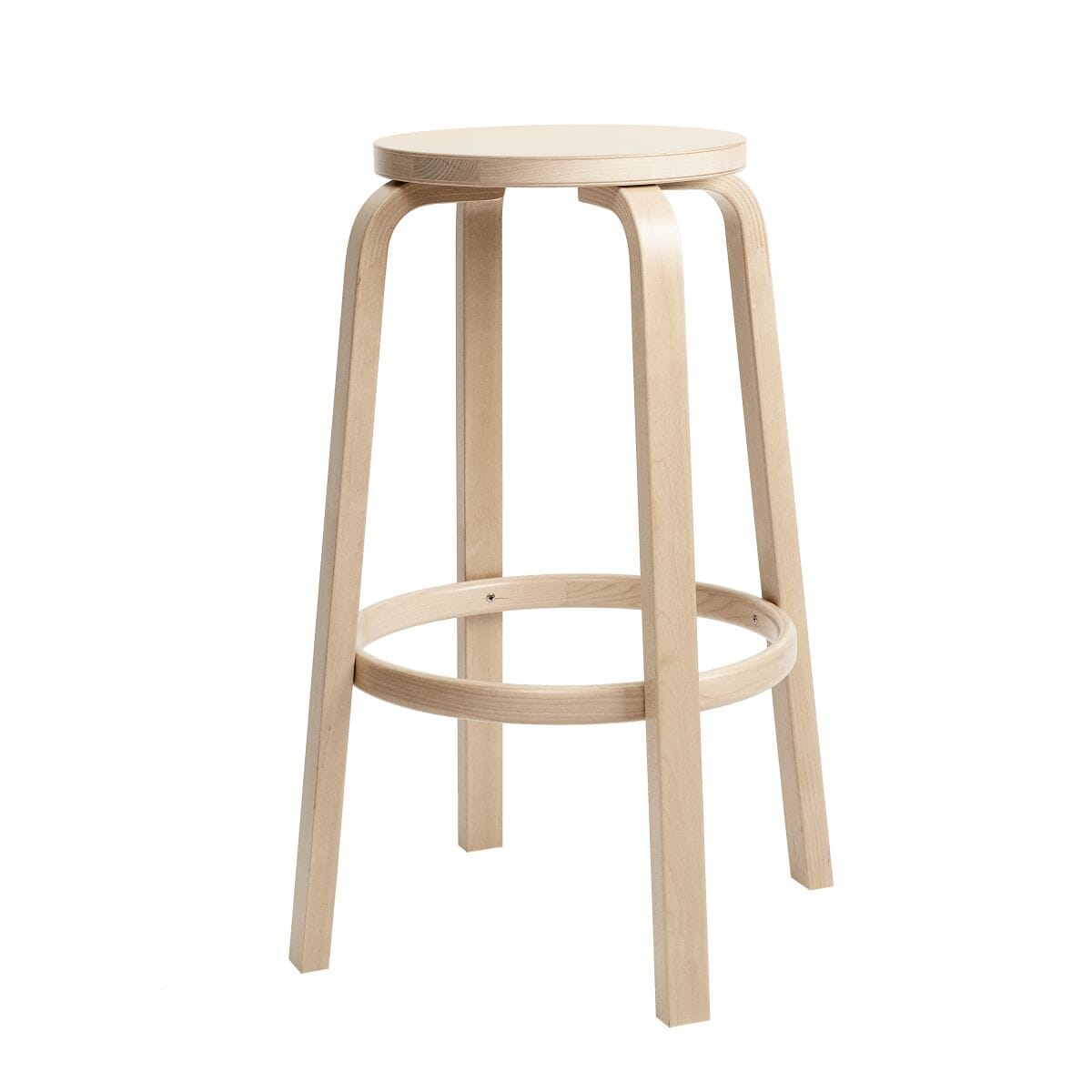 64 High Stool Stools Artek 29.5 inch legs natural lacquered, seat birch veneer 