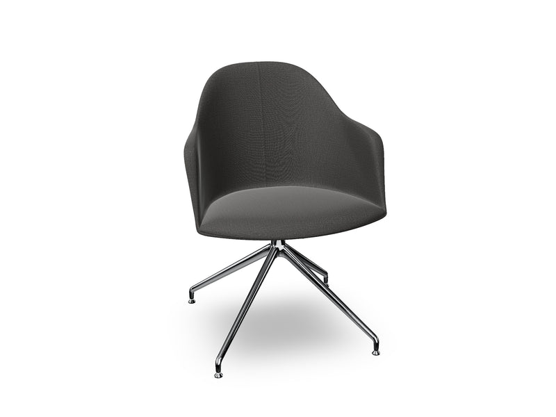 Cila Fully Upholstered Armchair With Swivel Trestle Base