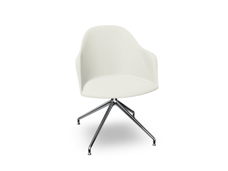 Cila Fully Upholstered Armchair With Swivel Trestle Base