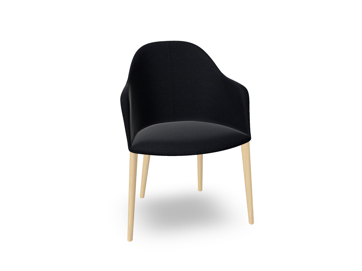 Cila Fully Upholstered Armchair with Timber Oak Four-leg Base