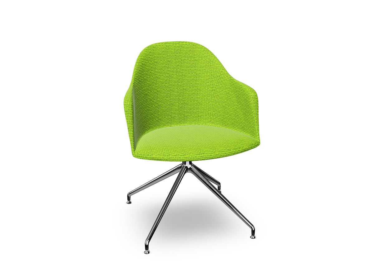 Cila Fully Upholstered Armchair With Swivel Trestle Base