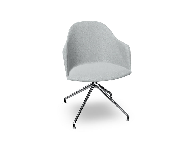 Cila Fully Upholstered Armchair With Swivel Trestle Base