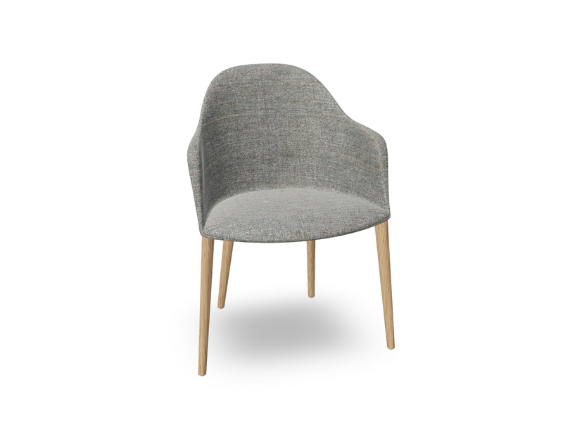Cila Fully Upholstered Armchair with Timber Oak Four-leg Base
