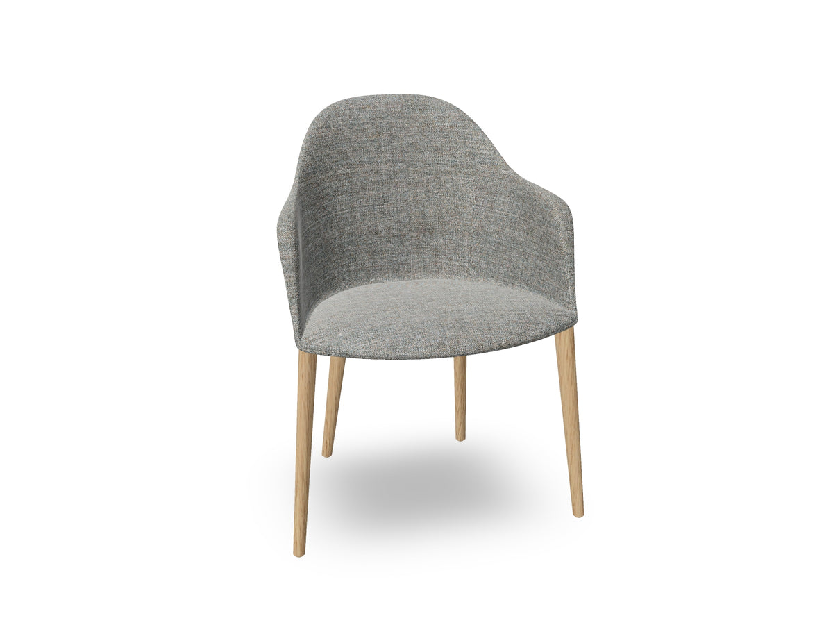 Cila Fully Upholstered Armchair with Timber Oak Four-leg Base