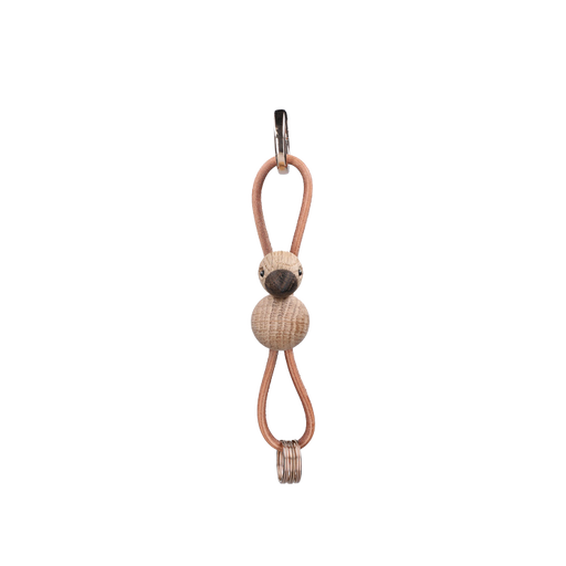 Kay Bojesen Bird Bag Charm, Oak (Gold/Natural Leather)