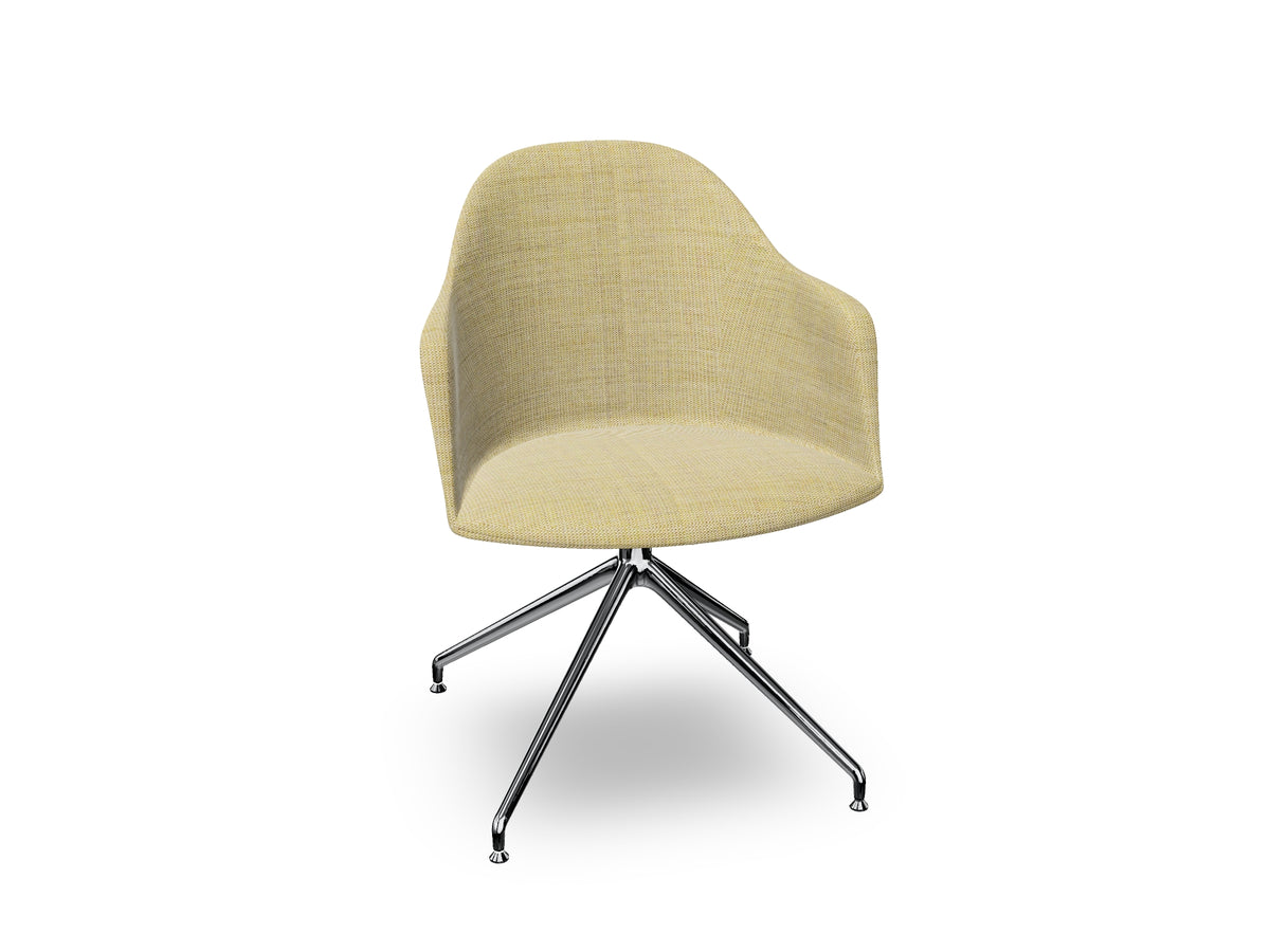 Cila Fully Upholstered Armchair With Swivel Trestle Base
