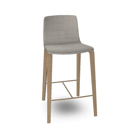 Aava 02-4 Wood Legs Polypropylene Counter & Bar Stool With Front Upholstery