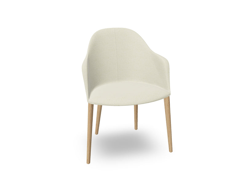 Cila Fully Upholstered Armchair with Timber Oak Four-leg Base