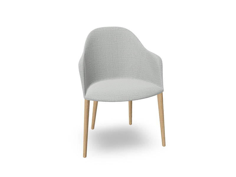 Cila Fully Upholstered Armchair with Timber Oak Four-leg Base