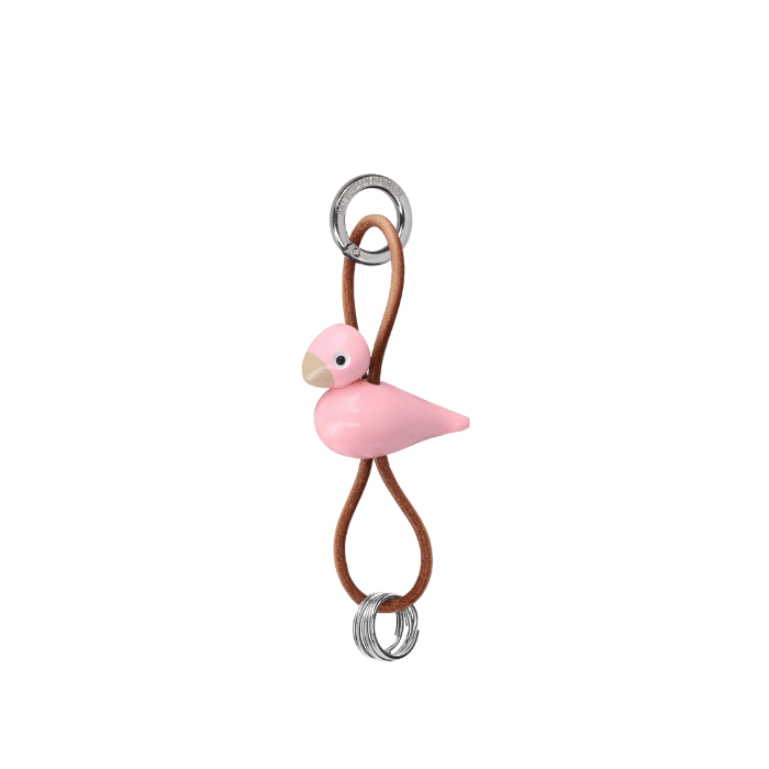 Kay Bojesen Bird Bag Charm, Painted Beech (Rose/Natural Leather), view 2