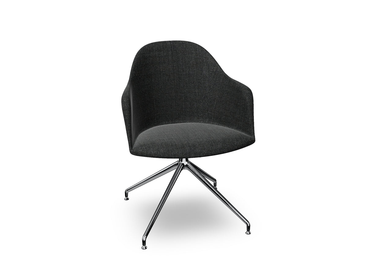 Cila Fully Upholstered Armchair With Swivel Trestle Base