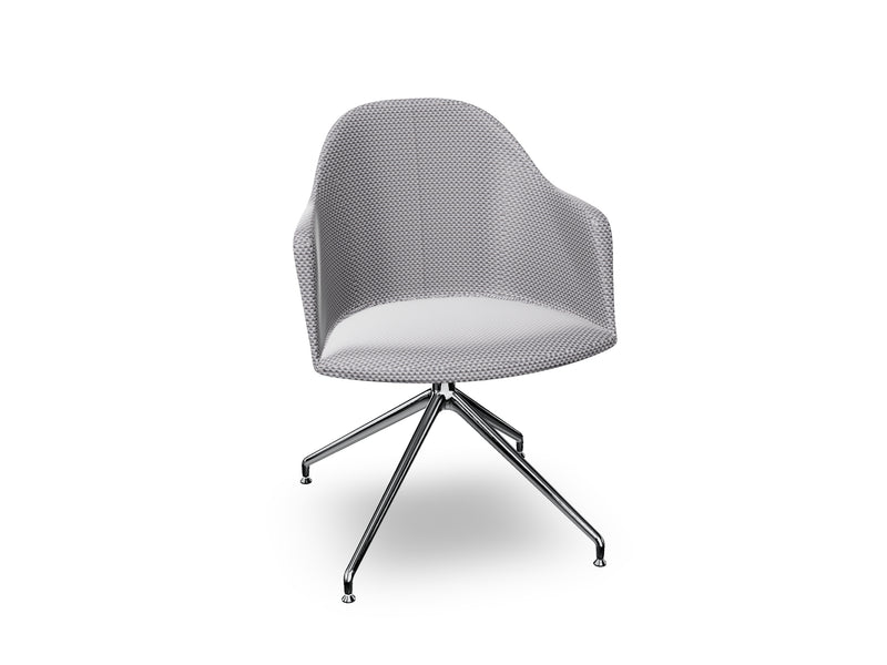 Cila Fully Upholstered Armchair With Swivel Trestle Base