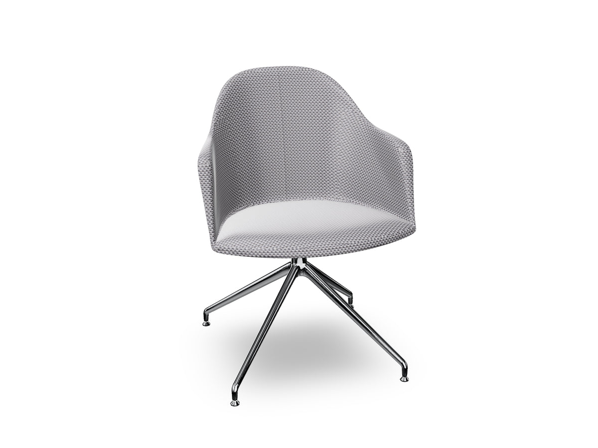 Cila Fully Upholstered Armchair With Swivel Trestle Base
