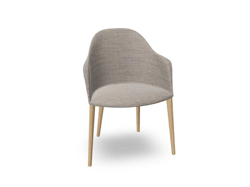 Cila Fully Upholstered Armchair with Timber Oak Four-leg Base