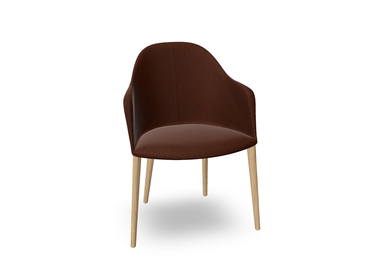 Cila Fully Upholstered Armchair with Timber Oak Four-leg Base