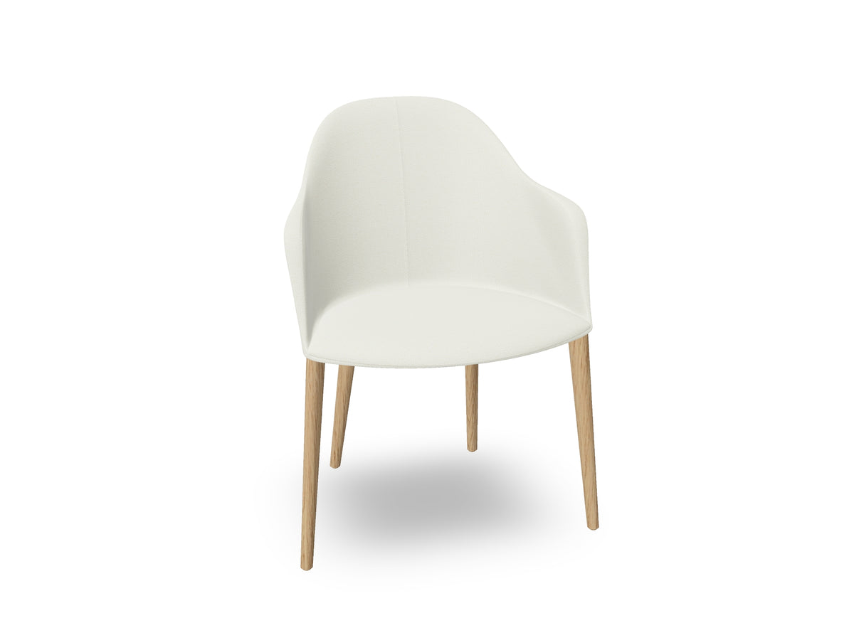 Cila Fully Upholstered Armchair with Timber Oak Four-leg Base