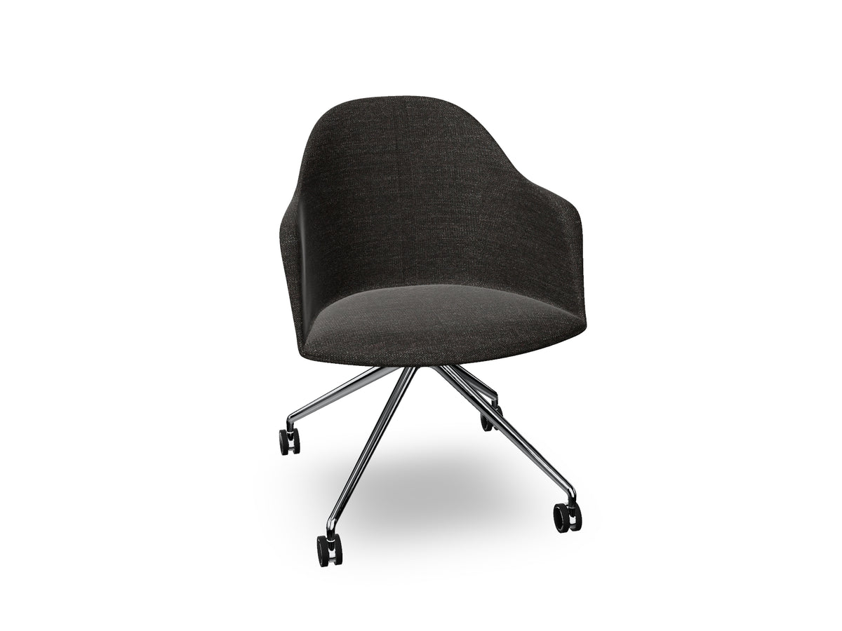 Cila fully upholstered Armchair With Fixed Trestle Base