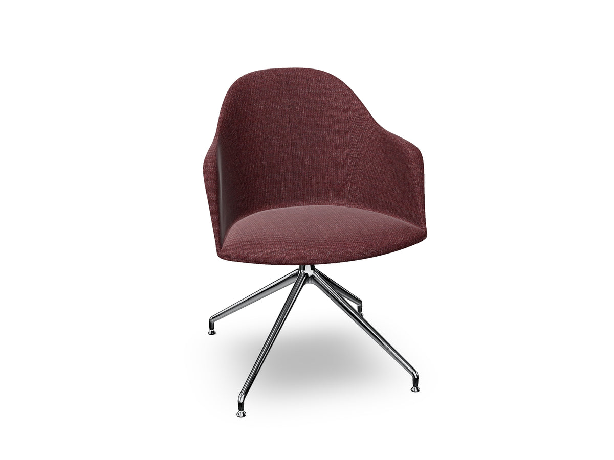 Cila Fully Upholstered Armchair With Swivel Trestle Base