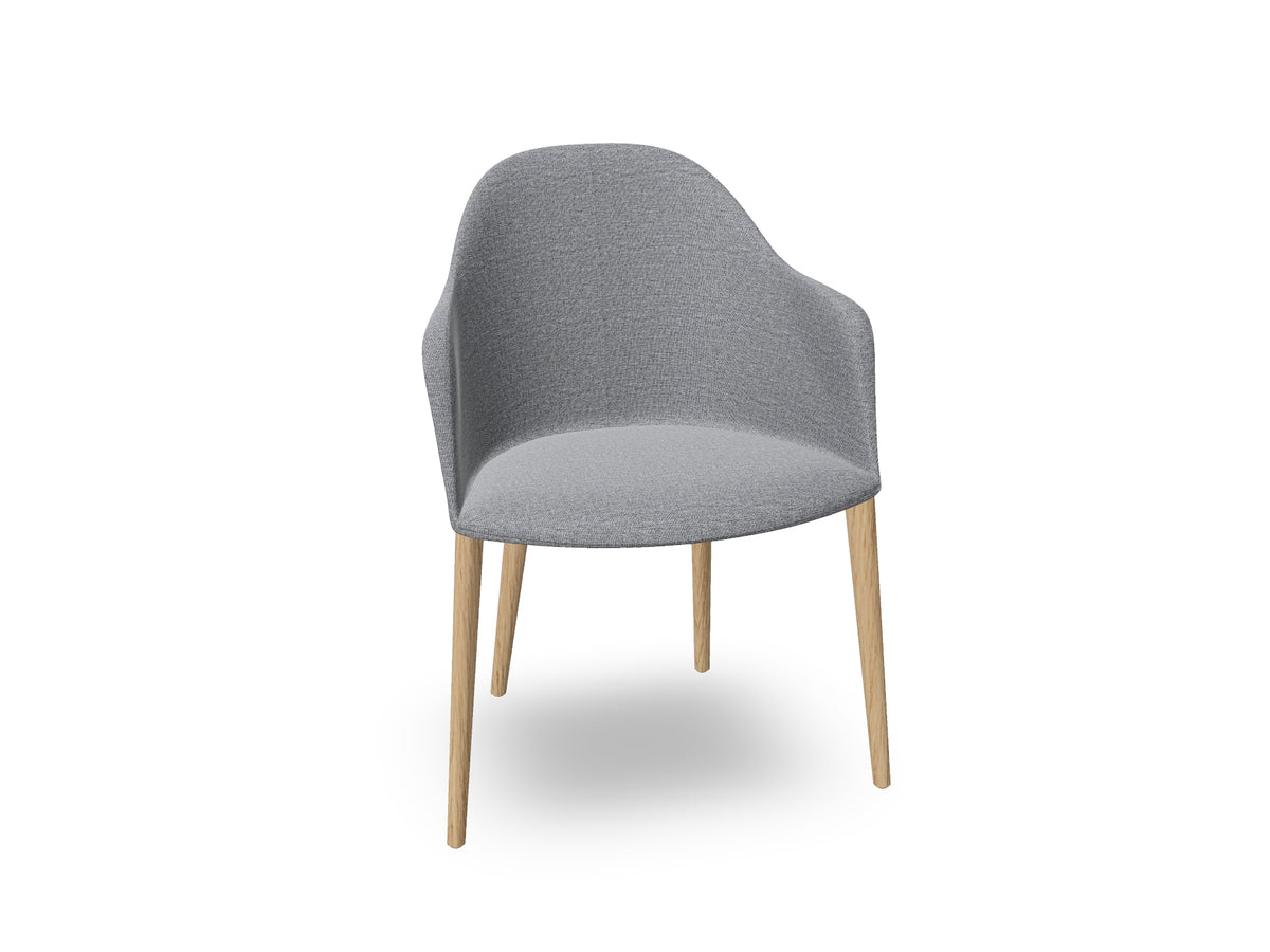 Cila Fully Upholstered Armchair with Timber Oak Four-leg Base