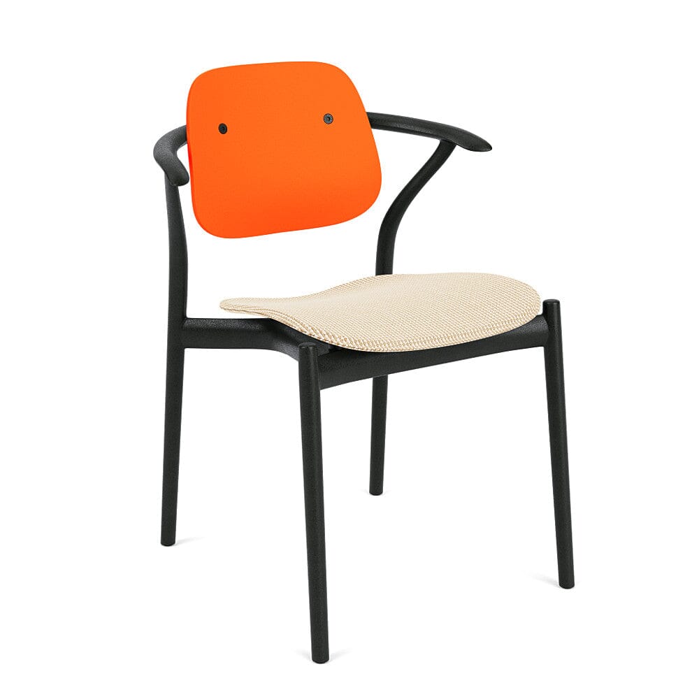 Iquo Chair Armchair with Upholstered Seat &amp; Plastic Back Side/Dining Knoll 