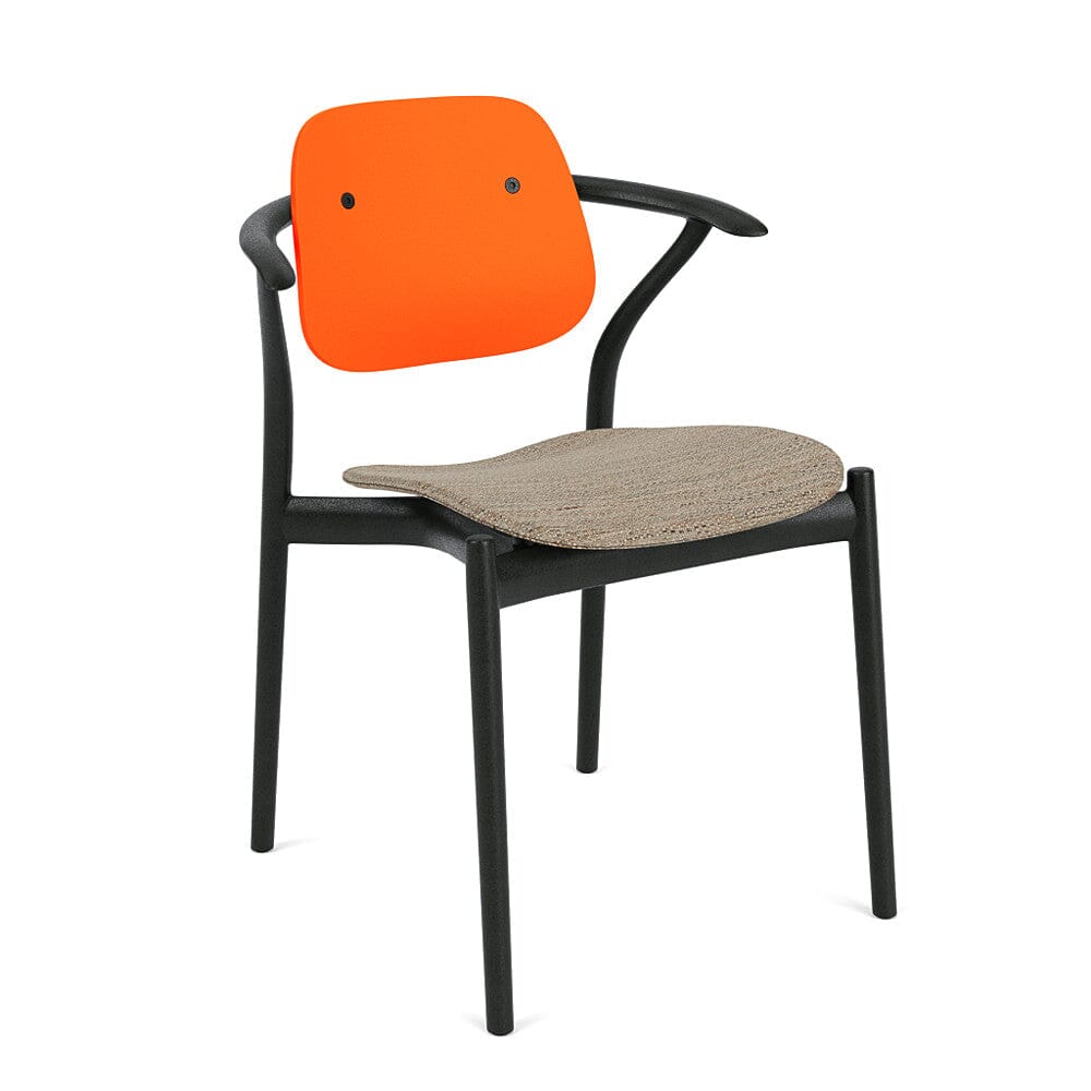 Iquo Chair Armchair with Upholstered Seat &amp; Plastic Back Side/Dining Knoll 