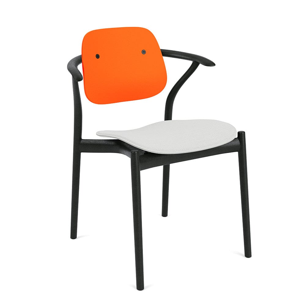 Iquo Chair Armchair with Upholstered Seat &amp; Plastic Back Side/Dining Knoll 