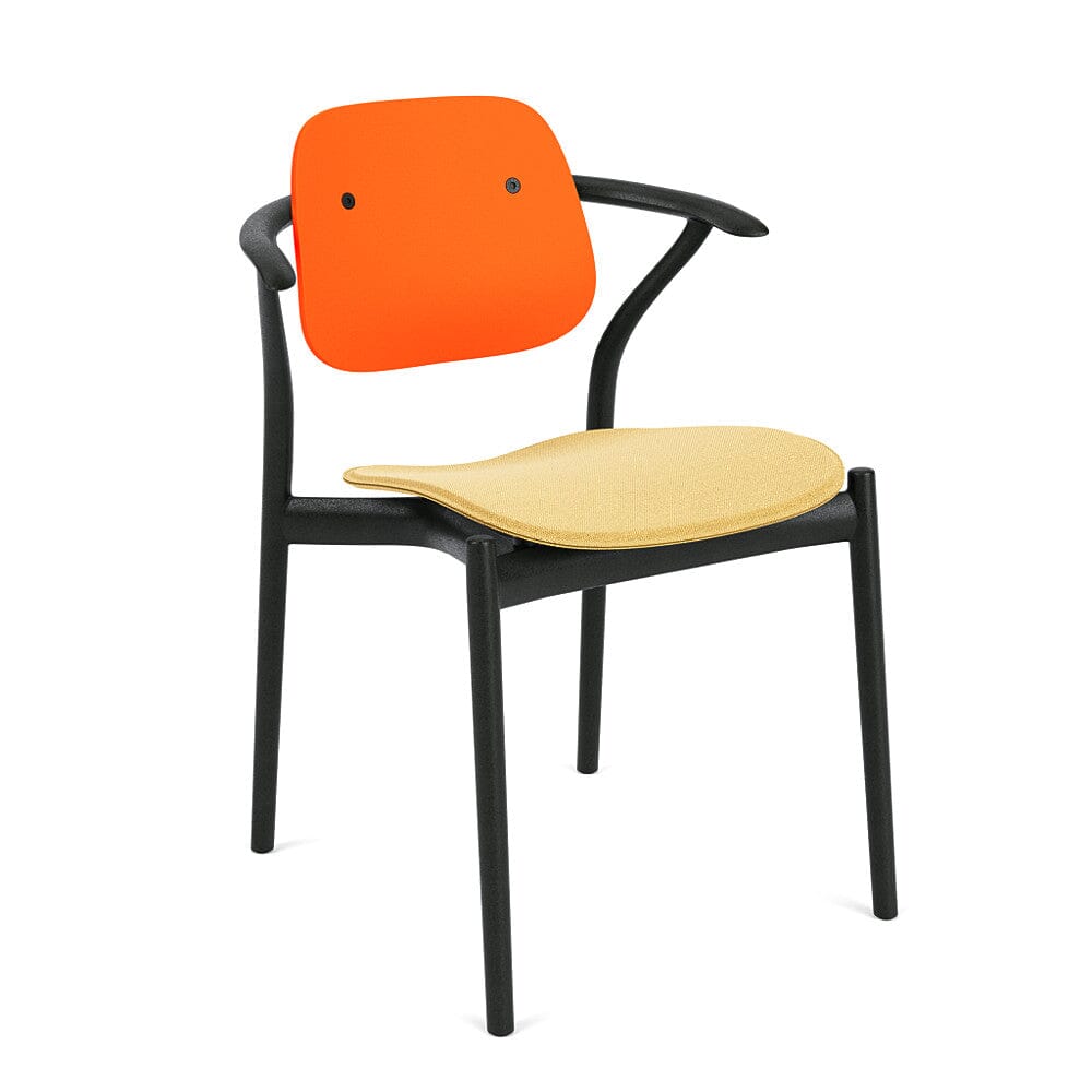 Iquo Chair Armchair with Upholstered Seat &amp; Plastic Back Side/Dining Knoll 