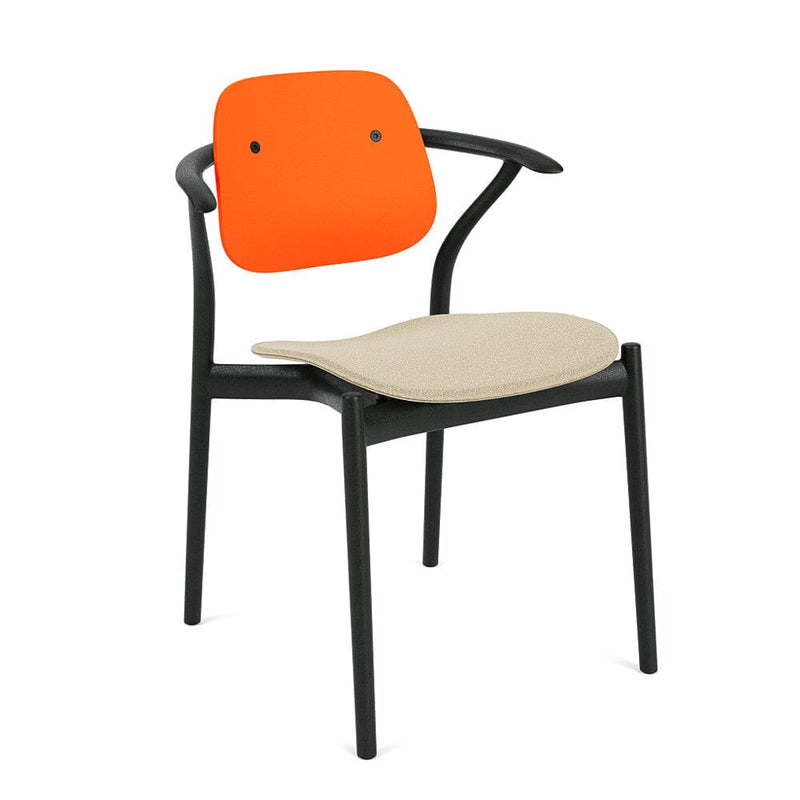 Iquo Chair Armchair with Upholstered Seat & Plastic Back Side/Dining Knoll 