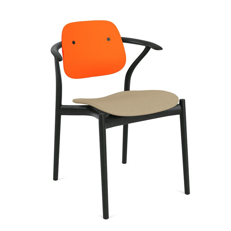 Iquo Chair Armchair with Upholstered Seat & Plastic Back Side/Dining Knoll 