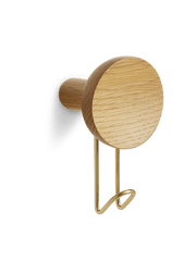 Around Wall Hanger - Set of 2 Accessories Woud Large Oak/Satin Brass Metal 