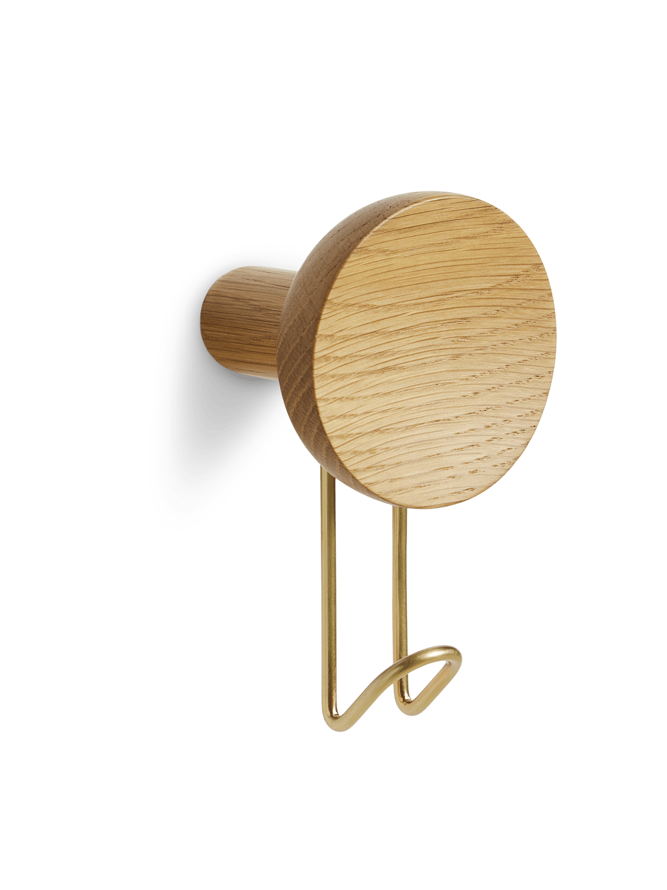 Around Wall Hanger - Set of 2 Accessories Woud Large Oak/Satin Brass Metal 