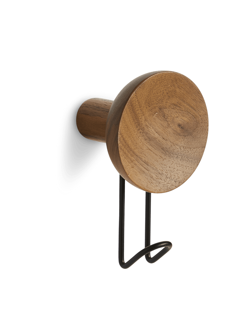 Around Wall Hanger - Set of 2 Accessories Woud Large Walnut/Black Metal 