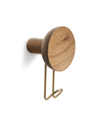 Around Wall Hanger - Set of 2 Accessories Woud Large Walnut/Satin Brass Metal 