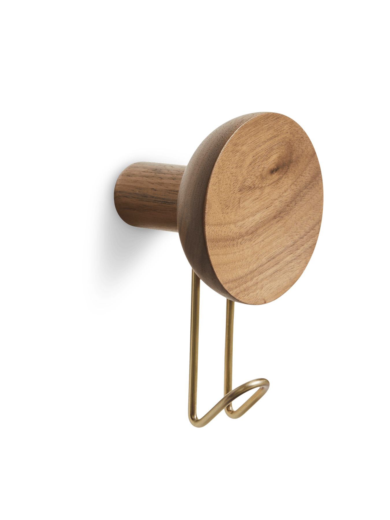 Around Wall Hanger - Set of 2 Accessories Woud Large Walnut/Satin Brass Metal 