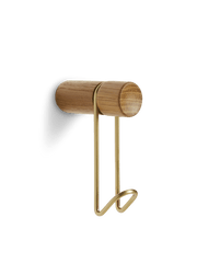 Around Wall Hanger - Set of 2 Accessories Woud Small Oak/Satin Brass Metal 