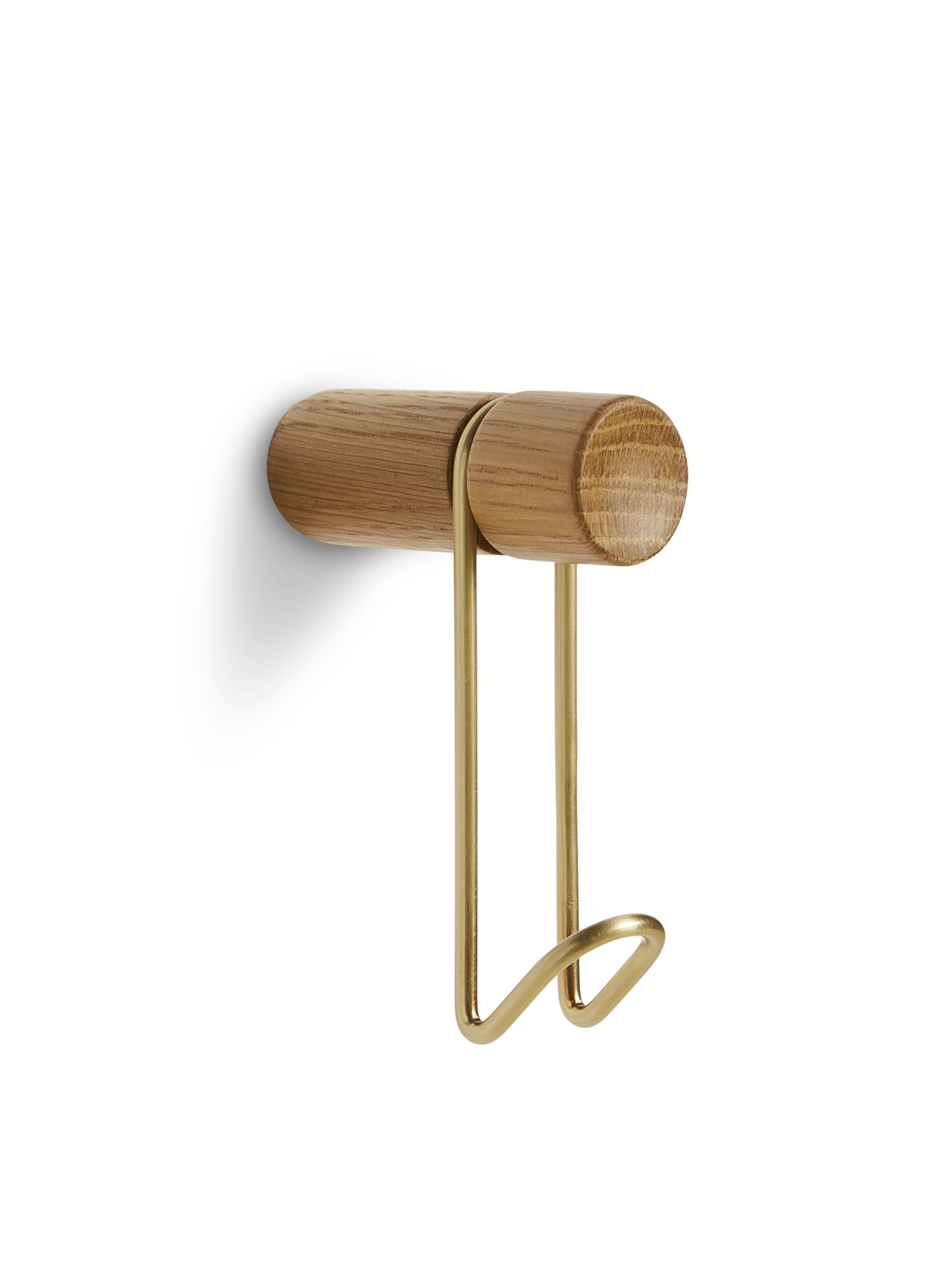 Around Wall Hanger - Set of 2 Accessories Woud Small Oak/Satin Brass Metal 