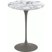 Saarinen Side Table - 16" Round side/end table Knoll Grey Arabescato marble, Satin finish 