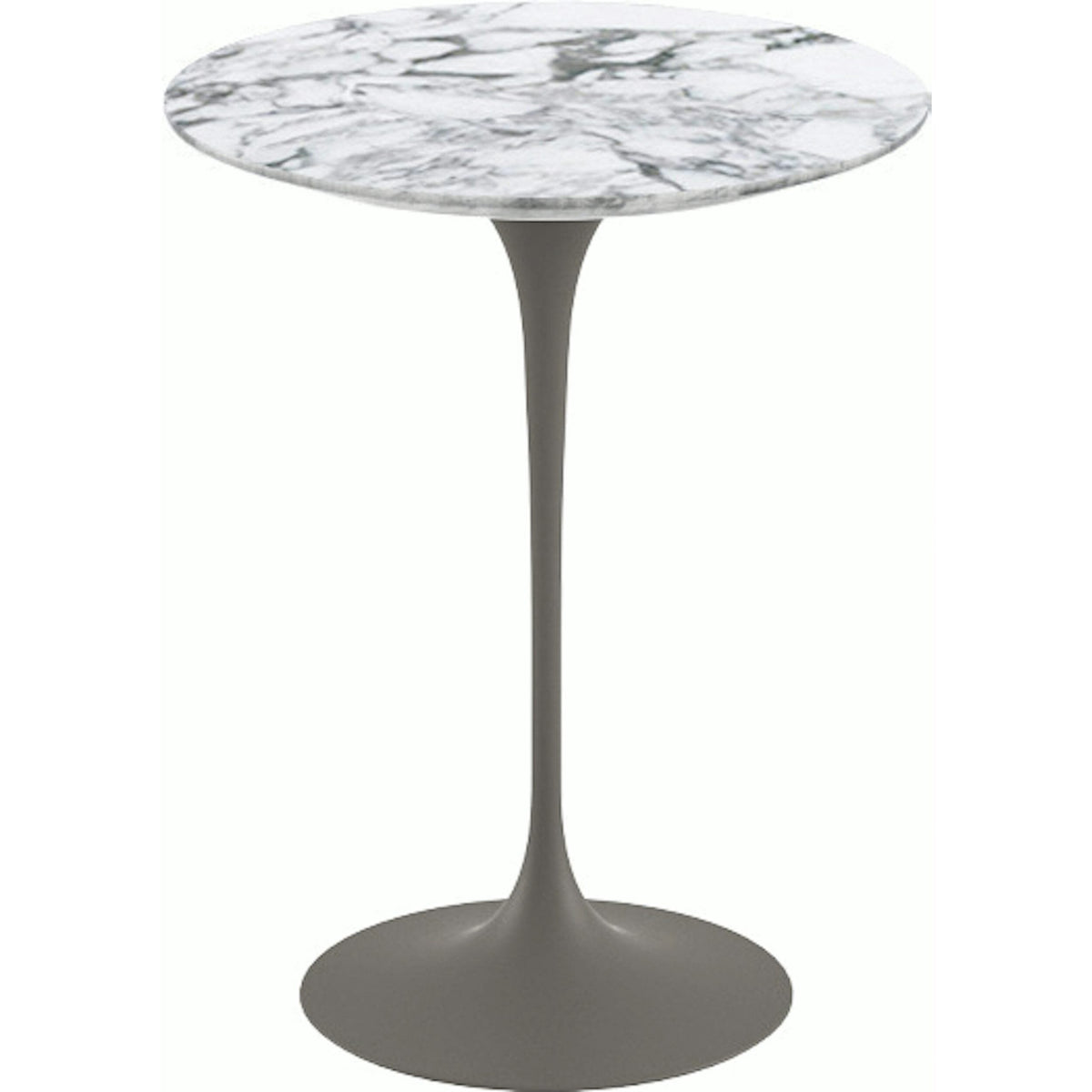 Saarinen Side Table - 16" Round side/end table Knoll Grey Arabescato marble, Satin finish 