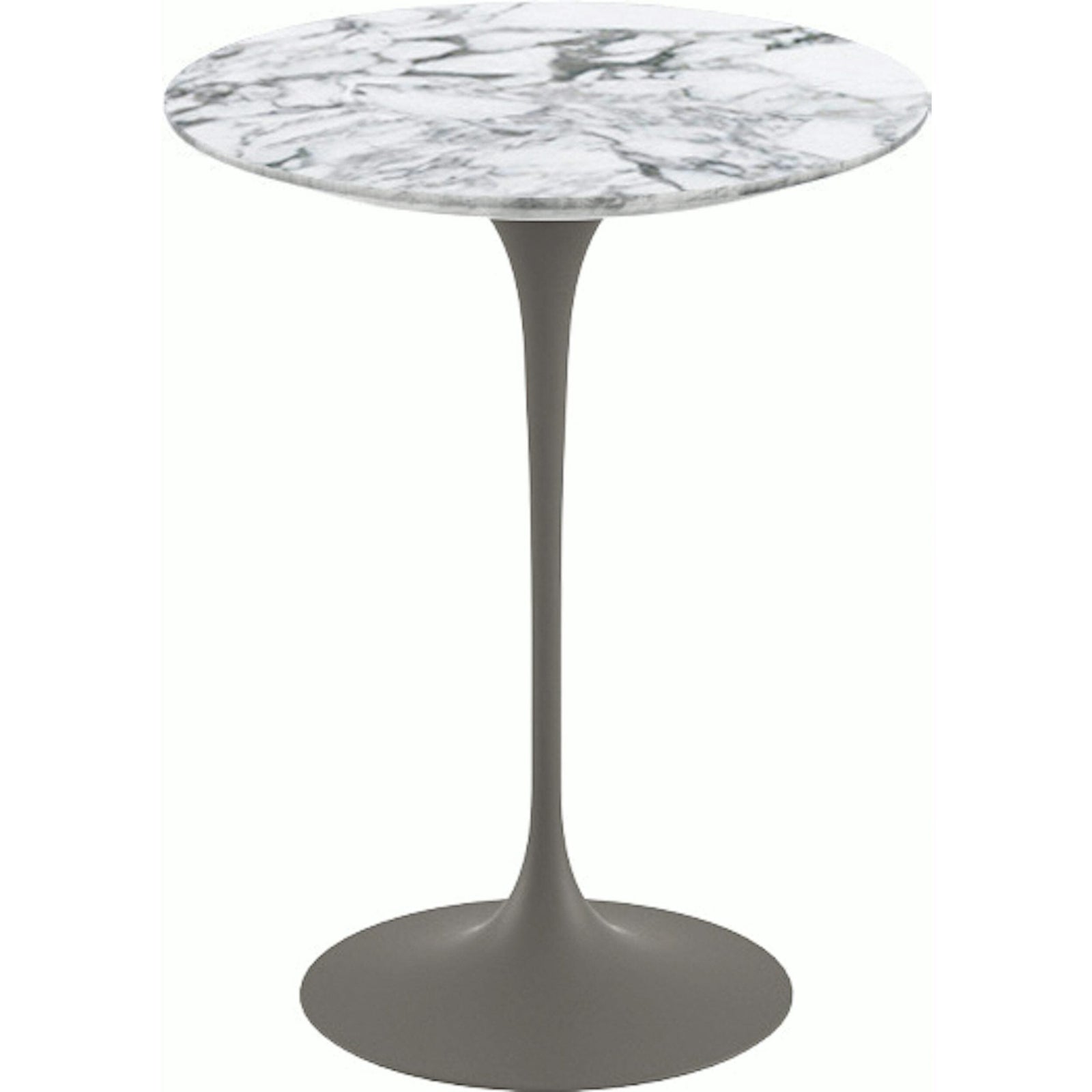 Saarinen Side Table - 16" Round side/end table Knoll Grey Arabescato marble, Satin finish 
