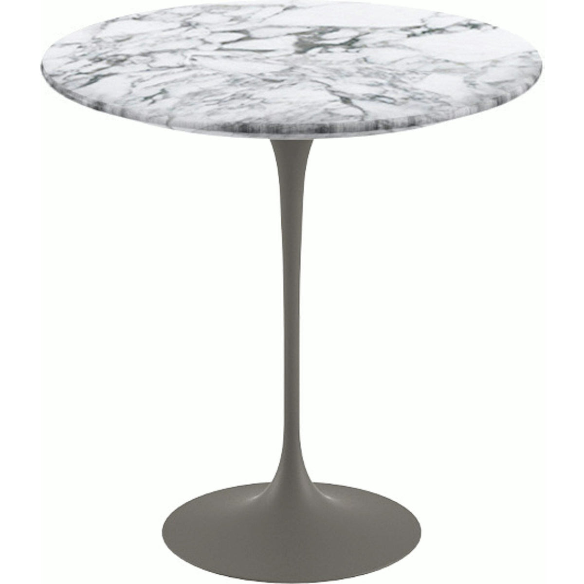 Saarinen Side Table - 20” Round side/end table Knoll Grey Arabescato marble, Satin finish 