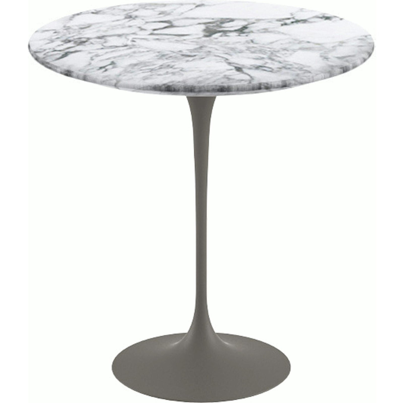 Saarinen Side Table - 20” Round side/end table Knoll Grey Arabescato marble, Satin finish 