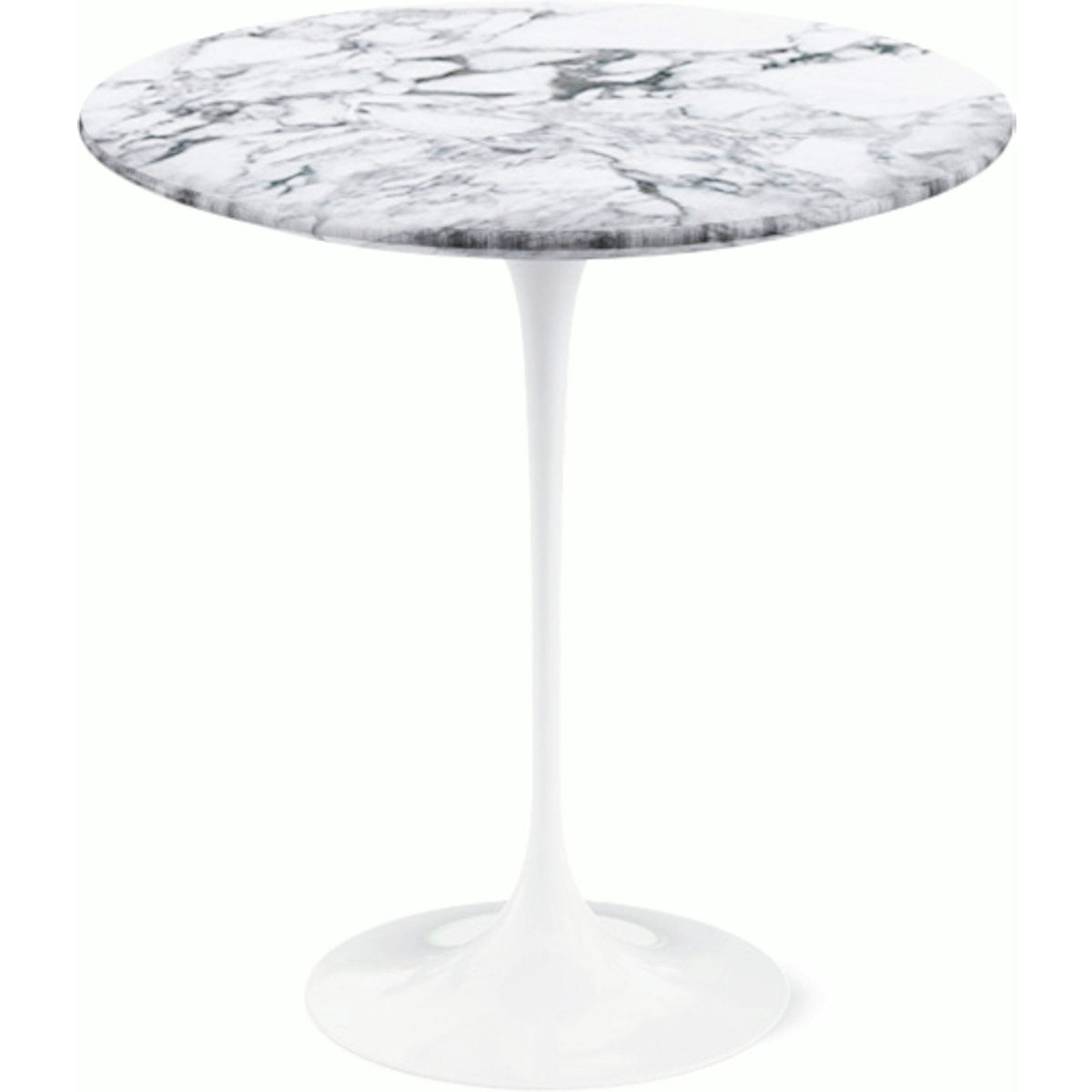 Saarinen Side Table - 20” Round side/end table Knoll White Arabescato marble, Satin finish 