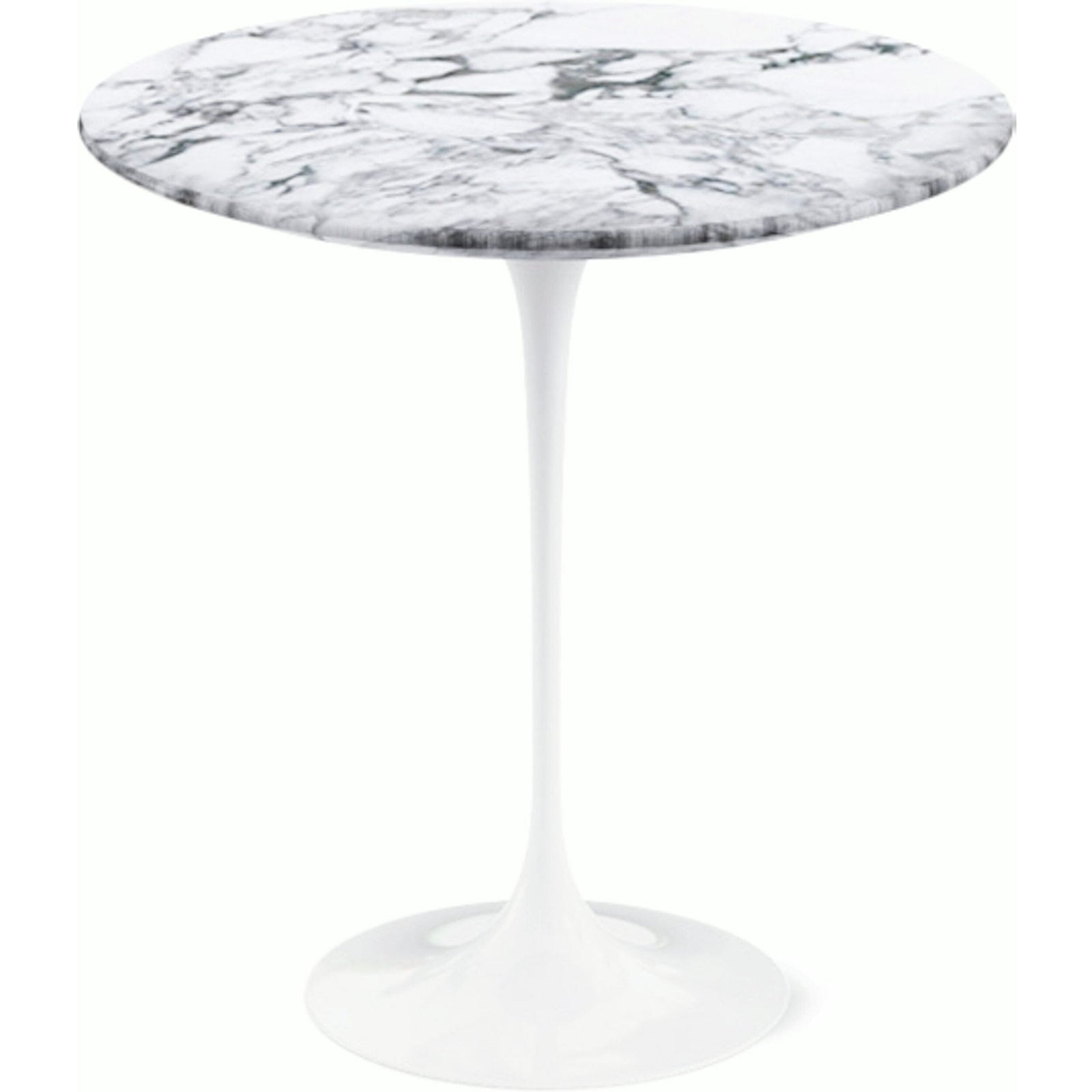 Saarinen Side Table - 20” Round side/end table Knoll White Arabescato marble, Satin finish 