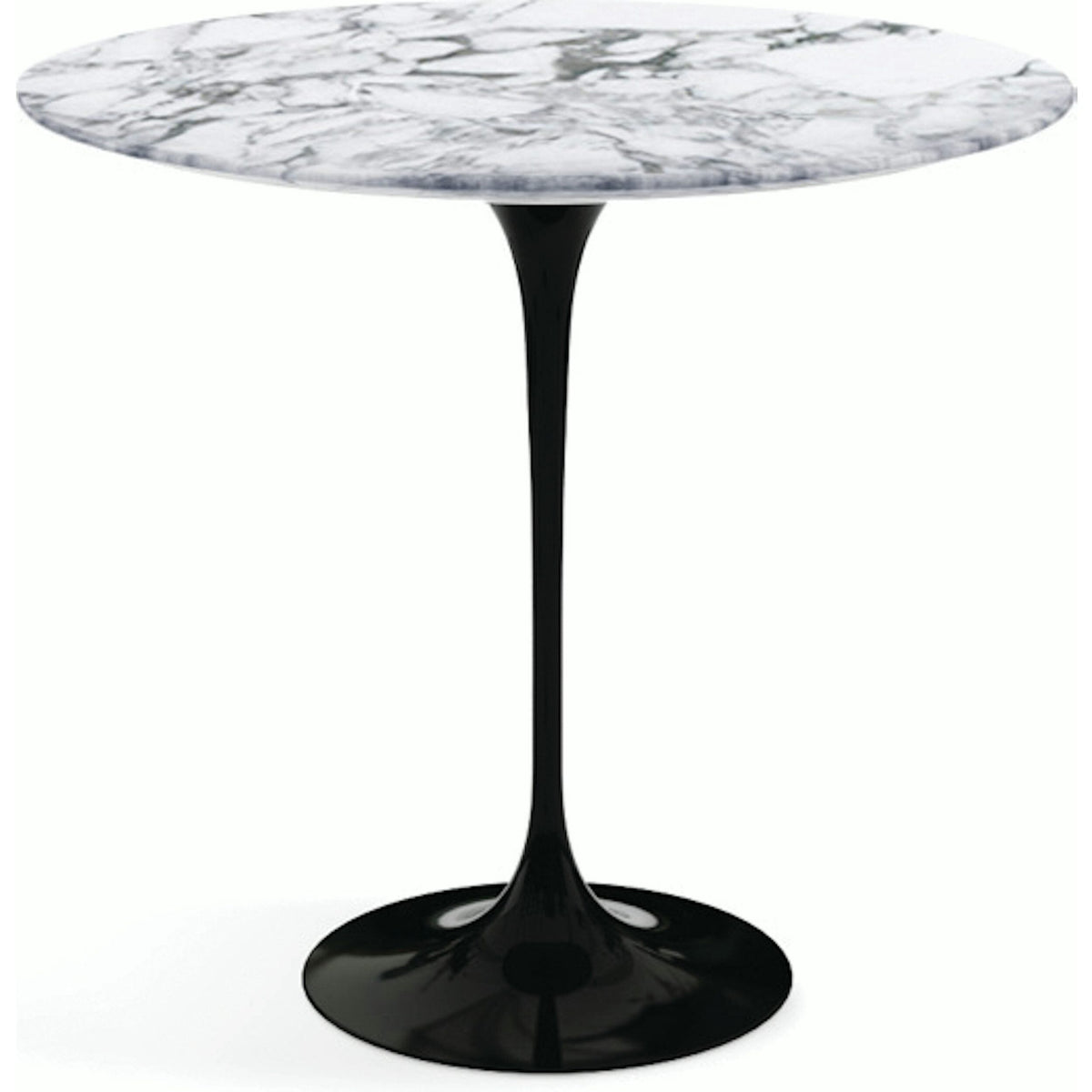 Saarinen Side Table - 22” Oval side/end table Knoll Black Arabescato marble, Satin finish 