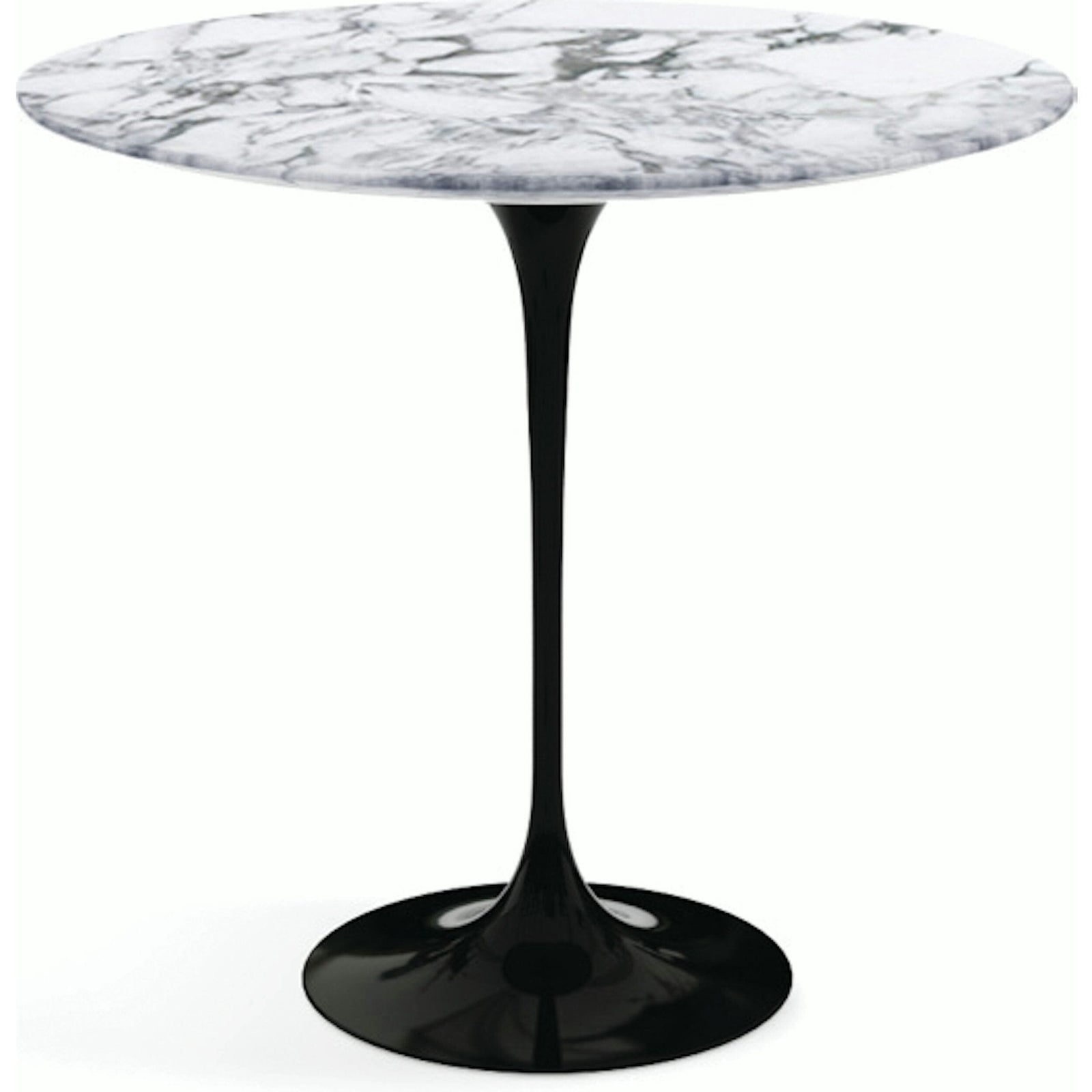 Saarinen Side Table - 22” Oval side/end table Knoll Black Arabescato marble, Satin finish 