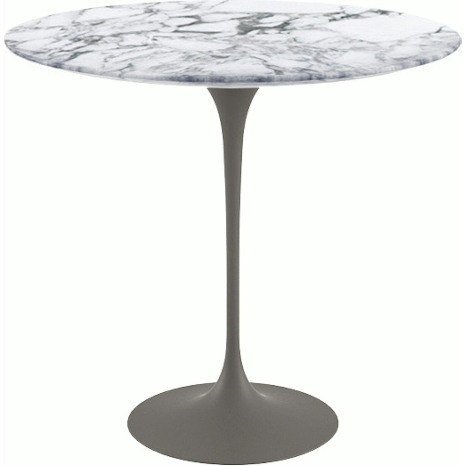 Saarinen Side Table - 22” Oval side/end table Knoll Grey Arabescato marble, Satin finish 