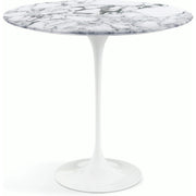 Saarinen Side Table - 22” Oval side/end table Knoll White Arabescato marble, Satin finish 