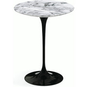 Saarinen Side Table - 16" Round side/end table Knoll Black Arabescato marble, Shiny finish 